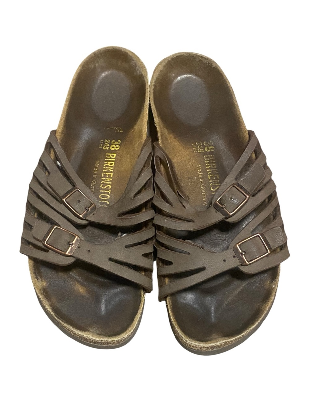 Birkenstock granada Brown Slide Sandals with Buckle Straps 38